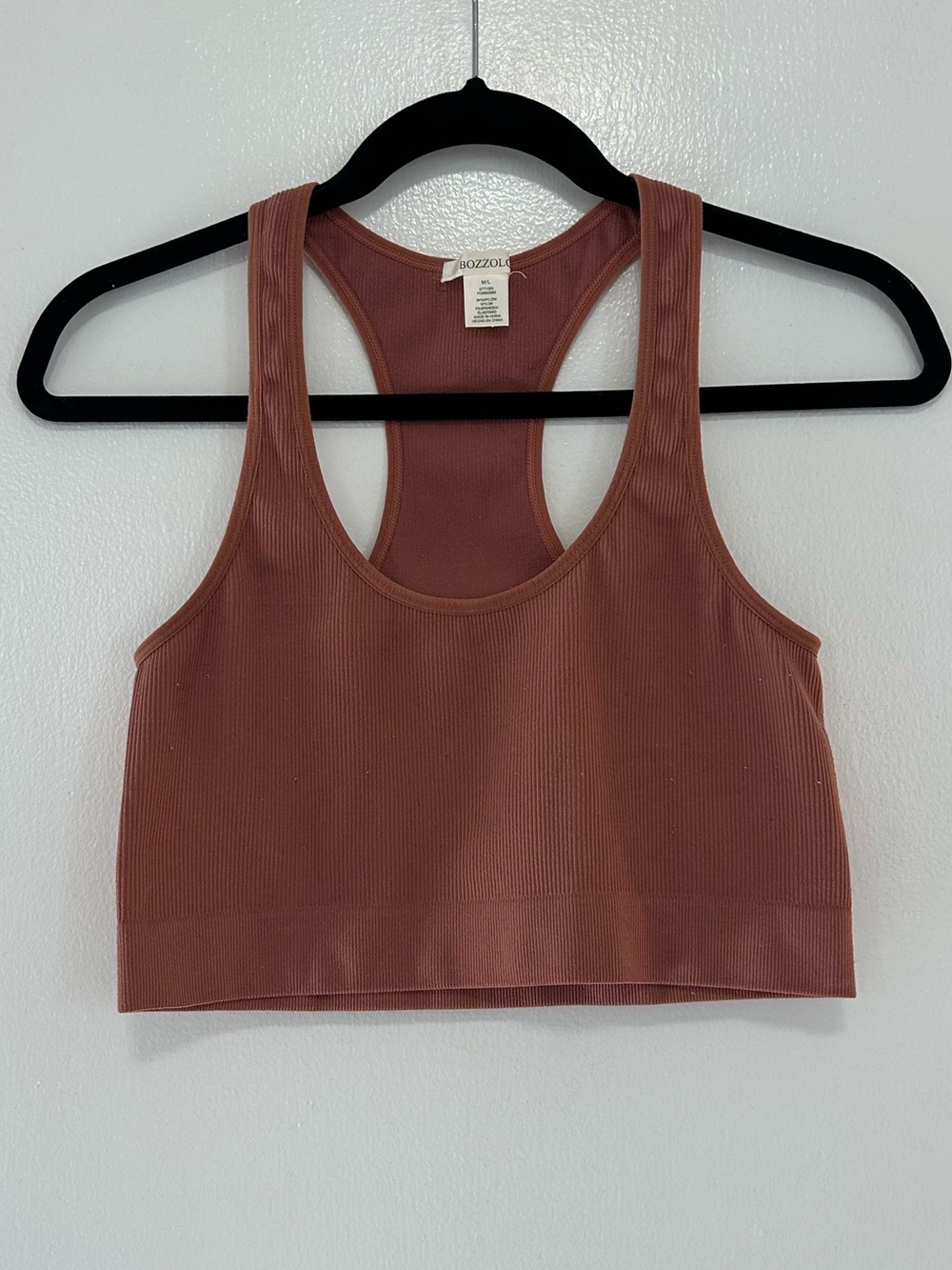 Bozzolo Ribbed Racerback Crop Tank - Dusty Rose